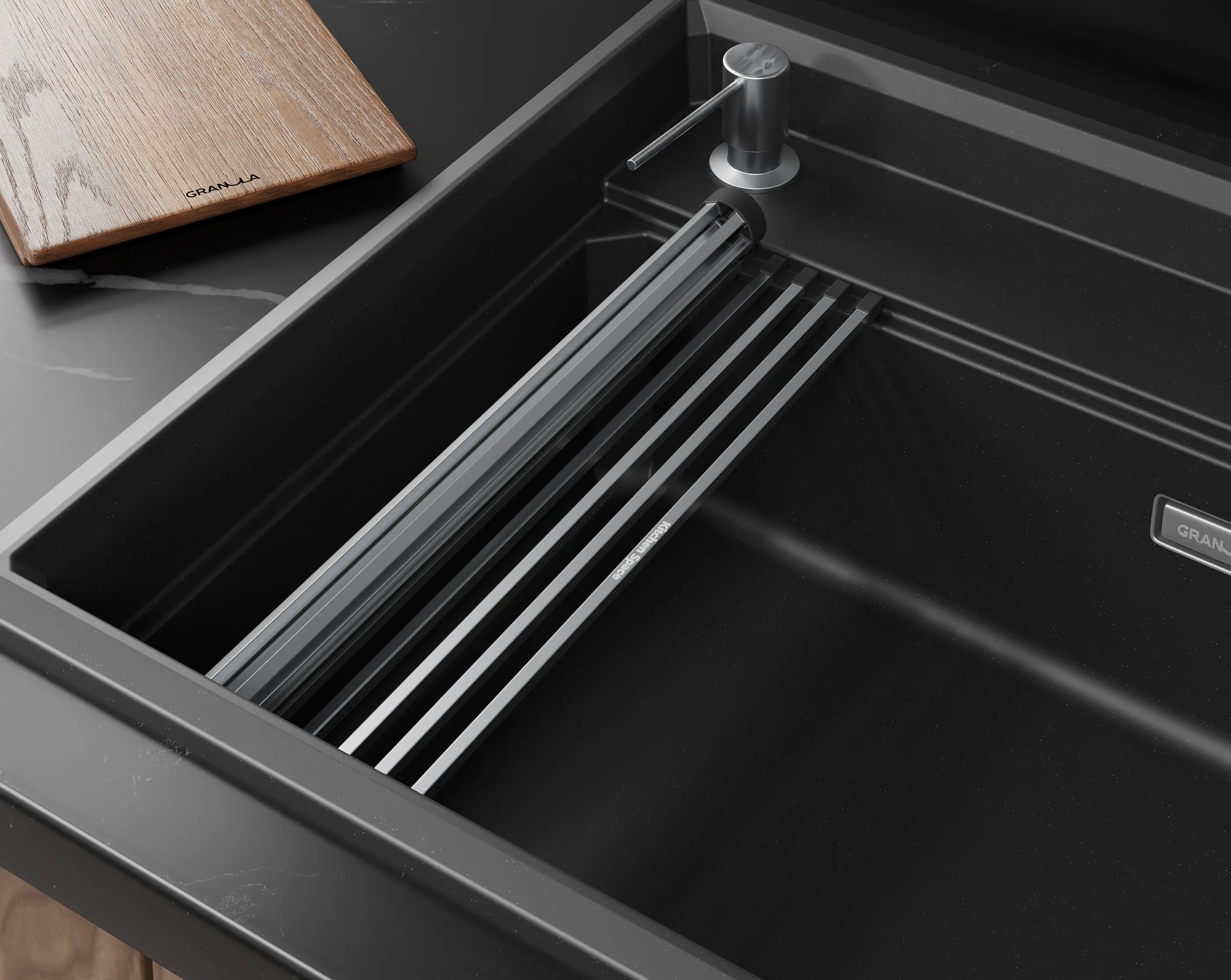 Мойка для кухни Granula Kitchen Space Rinzer 7308R шварц, 73х52 см, прямоугольная