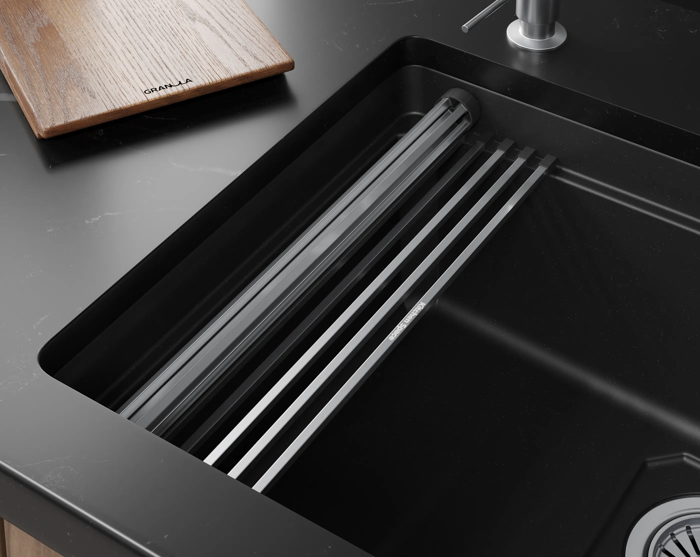 Мойка для кухни Granula Kitchen Space Rinzer 5505RU шварц, 55х45 см, прямоугольная