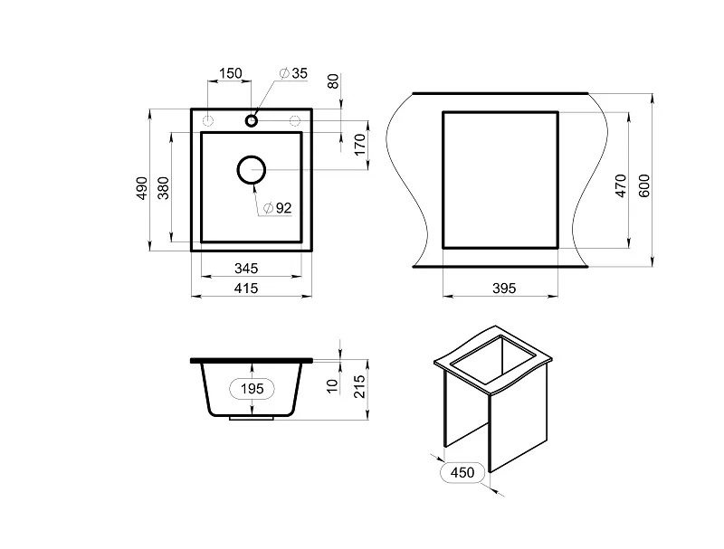 4201, АЛЮМИНИУМ, кухонная мойка, кварц