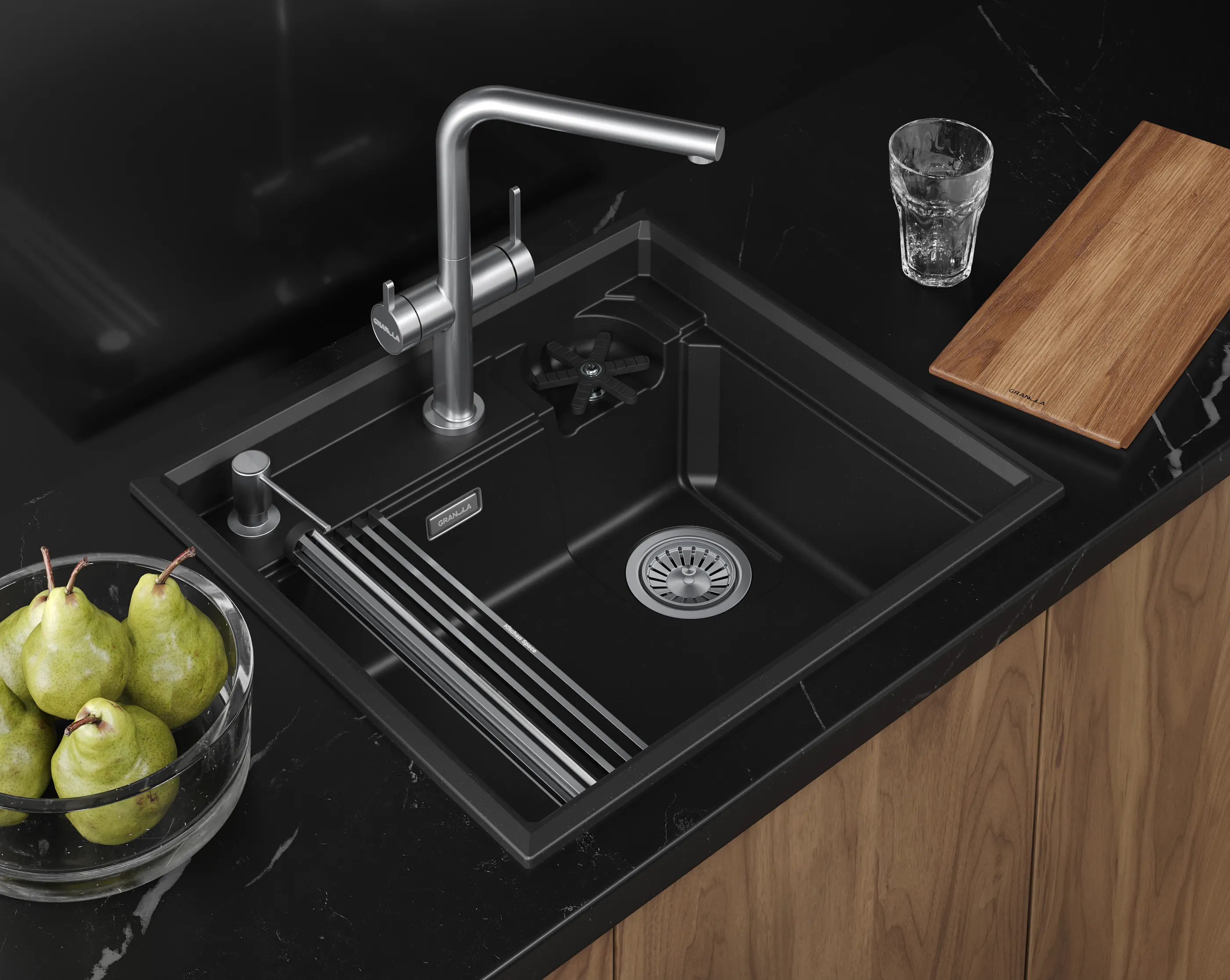 Мойка для кухни Granula Kitchen Space Rinzer 5807R шварц, 58х52 см, прямоугольная