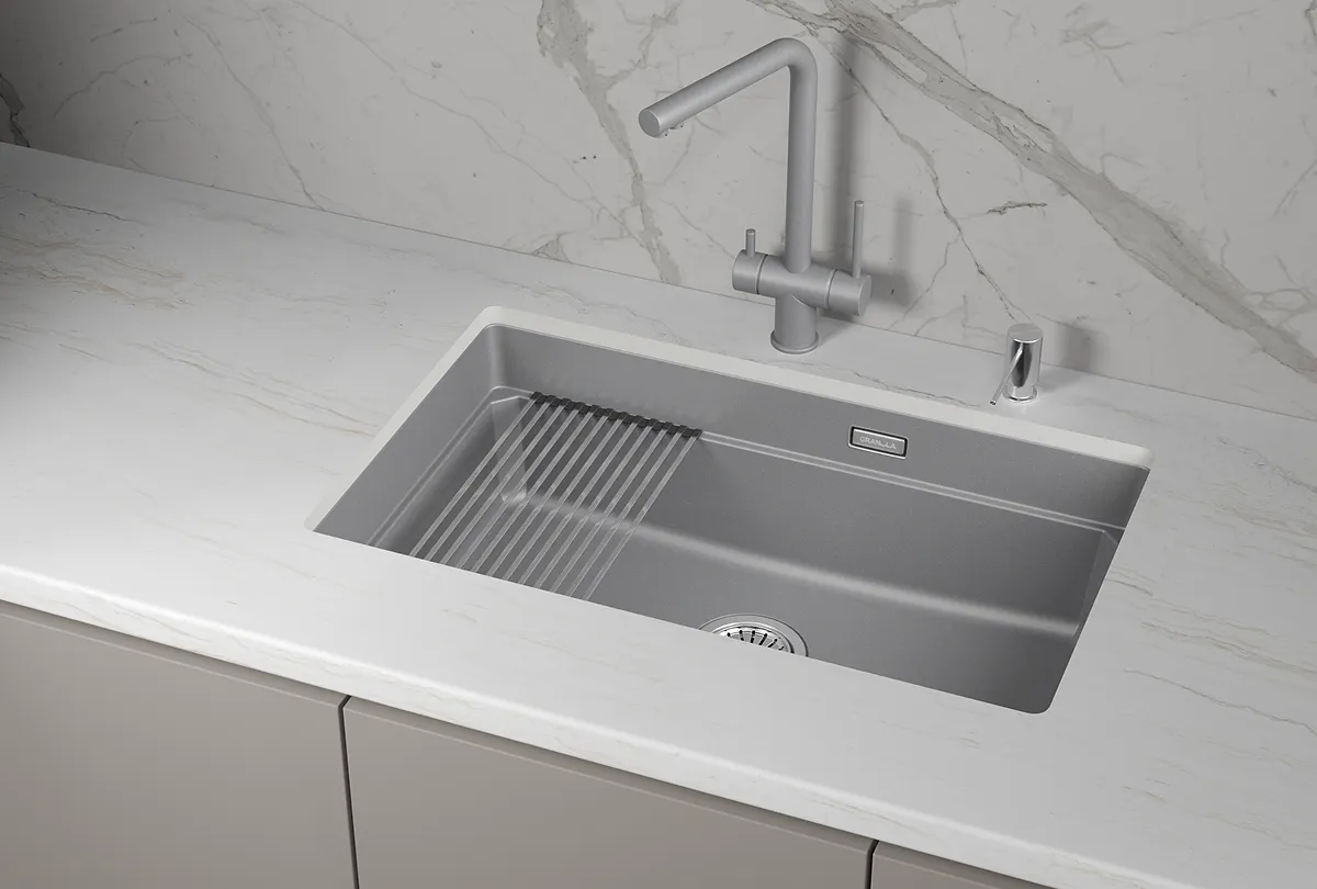 KS-7303iU, АЛЮМИНИУМ, кухонная мойка, кварц